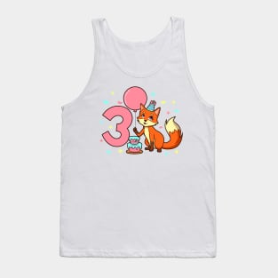 I am 3 with fox - girl birthday 3 years old Tank Top